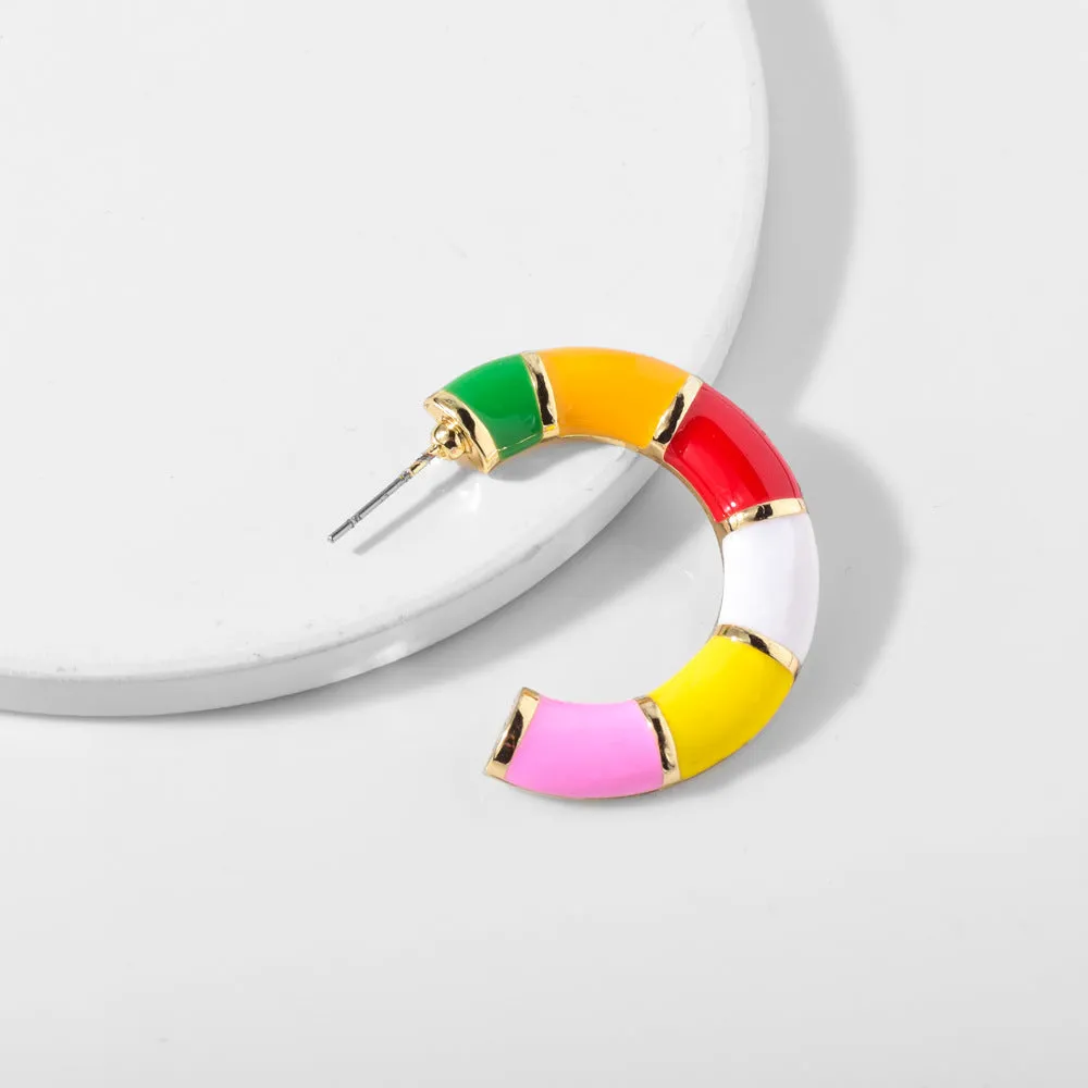 10 Pairs Lot Multicolor Earrings C-Shape Cute Wholesale Women Fashion Jewelry