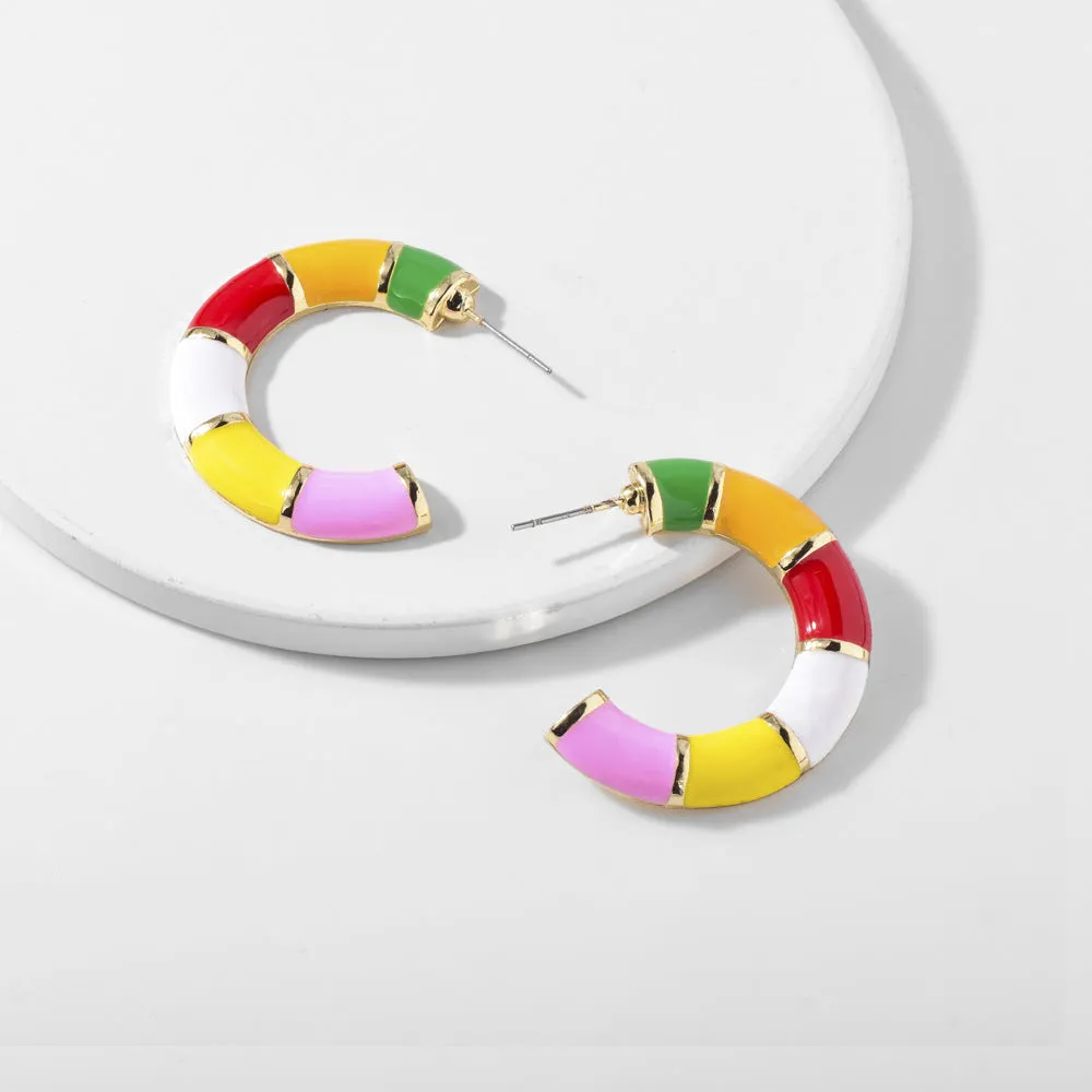 10 Pairs Lot Multicolor Earrings C-Shape Cute Wholesale Women Fashion Jewelry