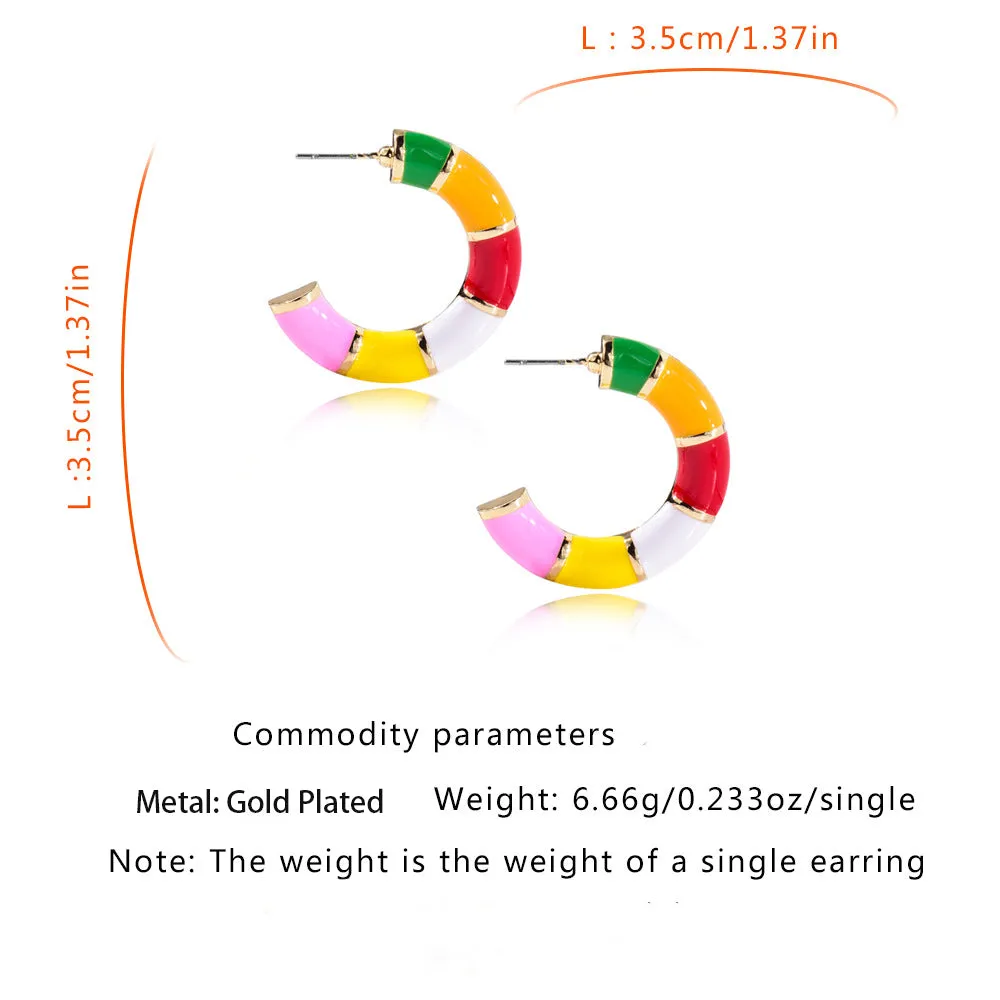 10 Pairs Lot Multicolor Earrings C-Shape Cute Wholesale Women Fashion Jewelry