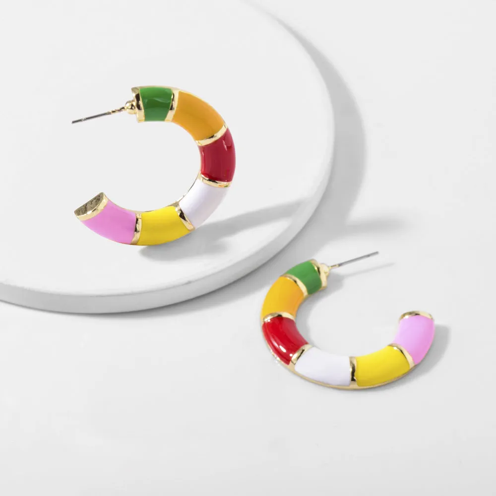 10 Pairs Lot Multicolor Earrings C-Shape Cute Wholesale Women Fashion Jewelry