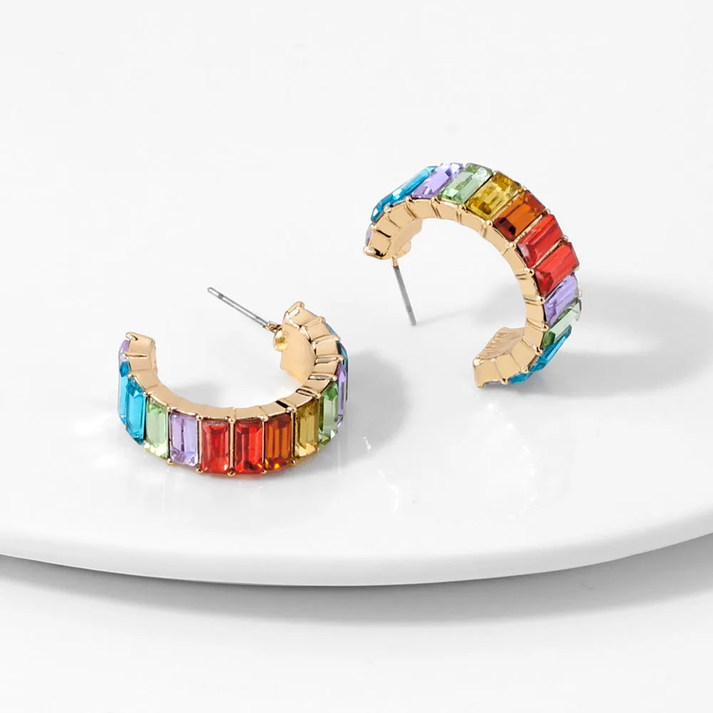 10 pairs Lot Multicolor Earrings C-Shape Gold Plated Wholesale Fashion Jewelry