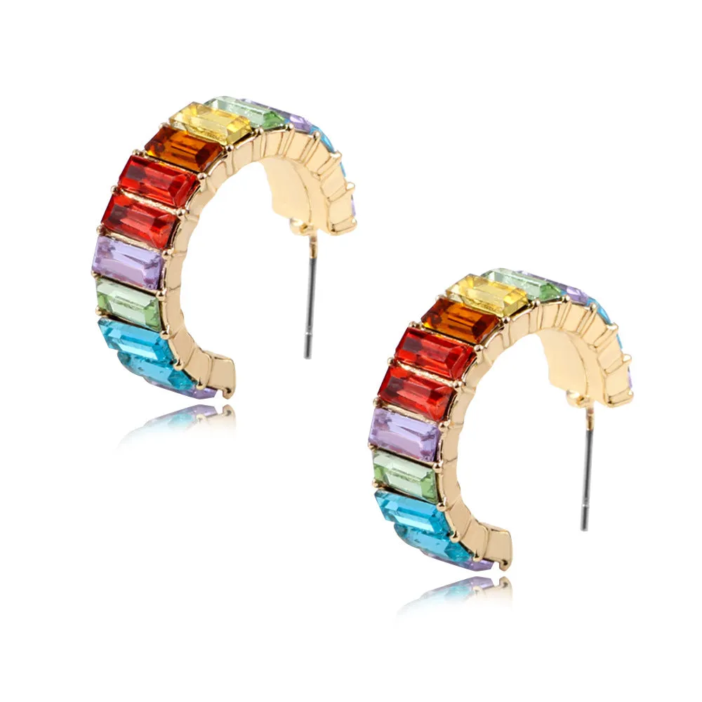 10 pairs Lot Multicolor Earrings C-Shape Gold Plated Wholesale Fashion Jewelry