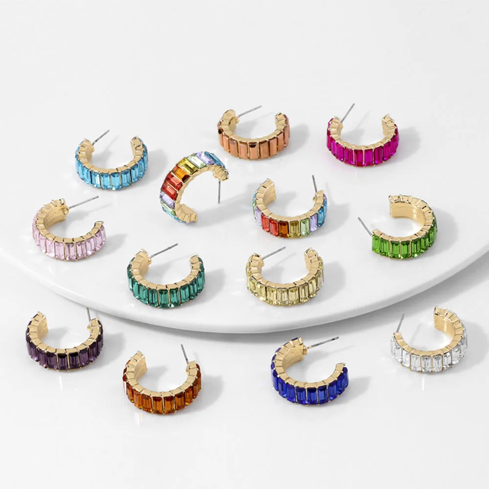 10 pairs Lot Multicolor Earrings C-Shape Gold Plated Wholesale Fashion Jewelry