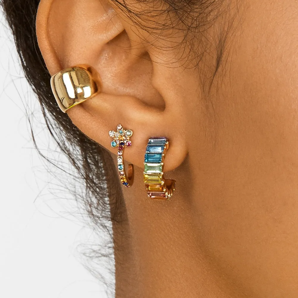 10 pairs Lot Multicolor Earrings C-Shape Gold Plated Wholesale Fashion Jewelry