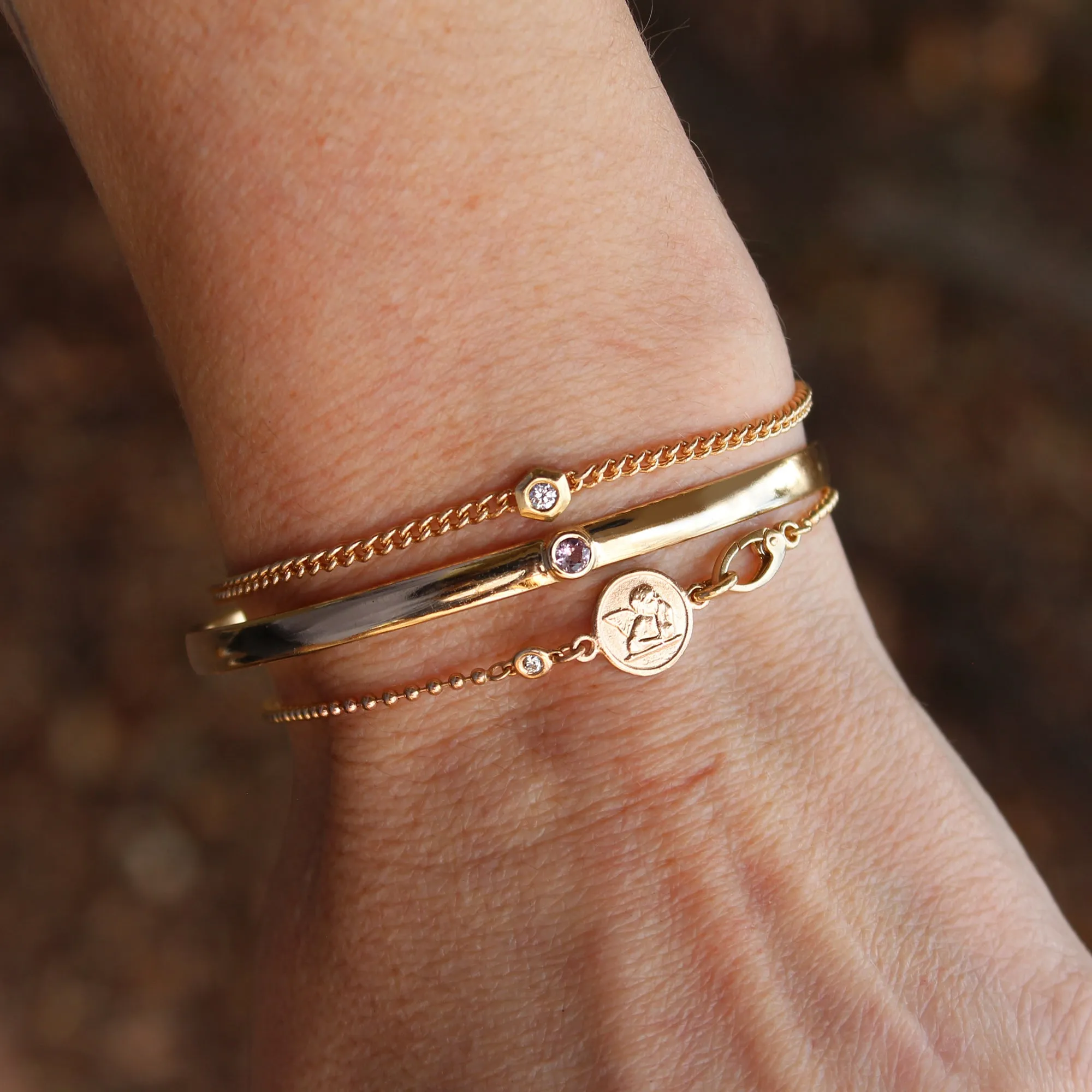 14k Gold   Diamond Station Bracelet