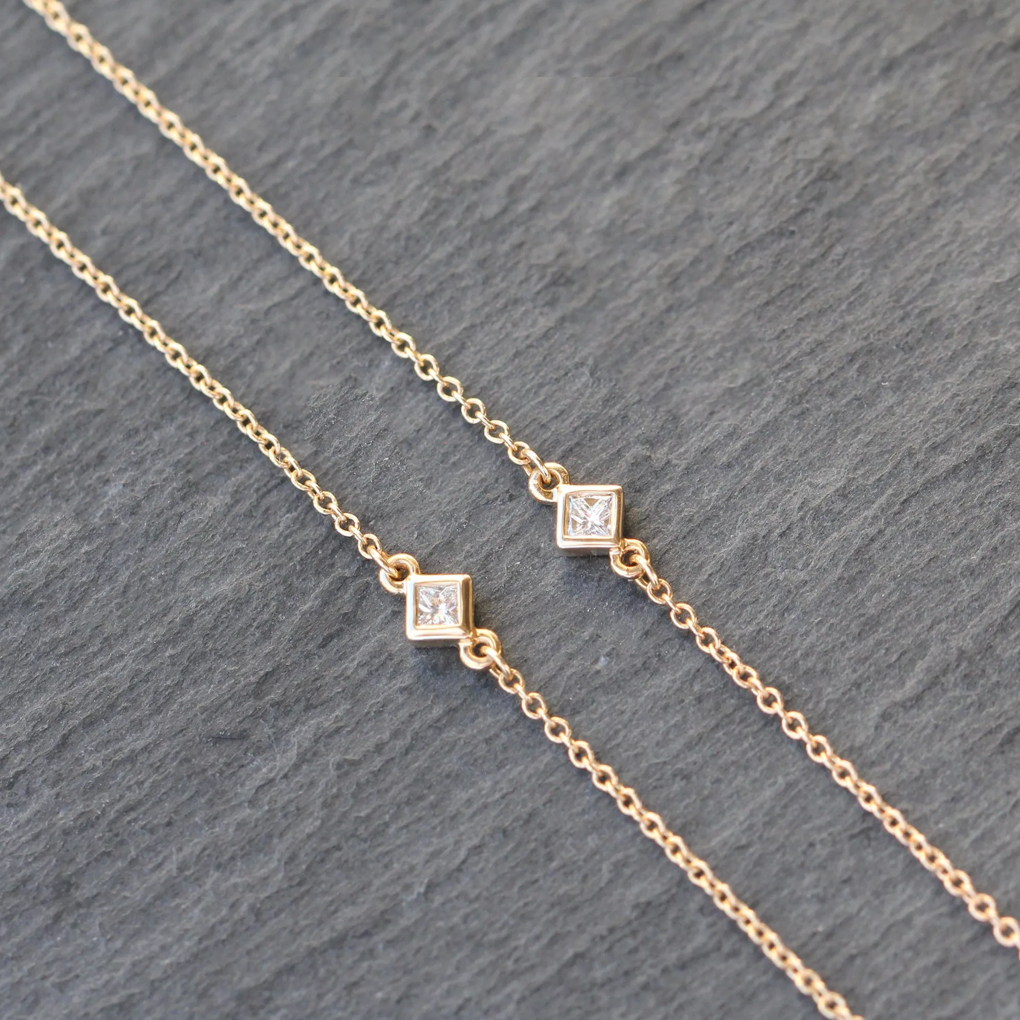 14k Gold   Diamond Station Necklace