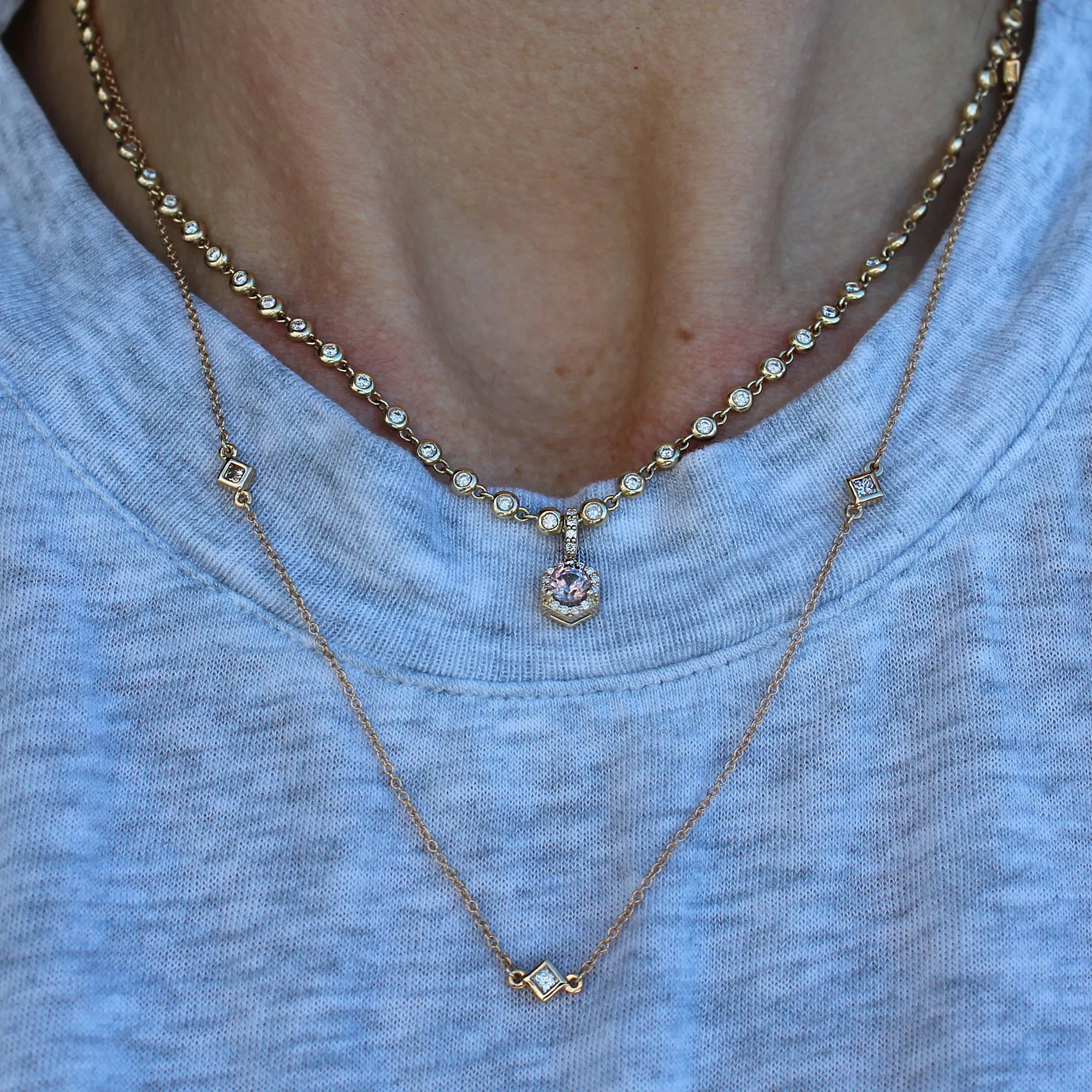 14k Gold   Diamond Station Necklace