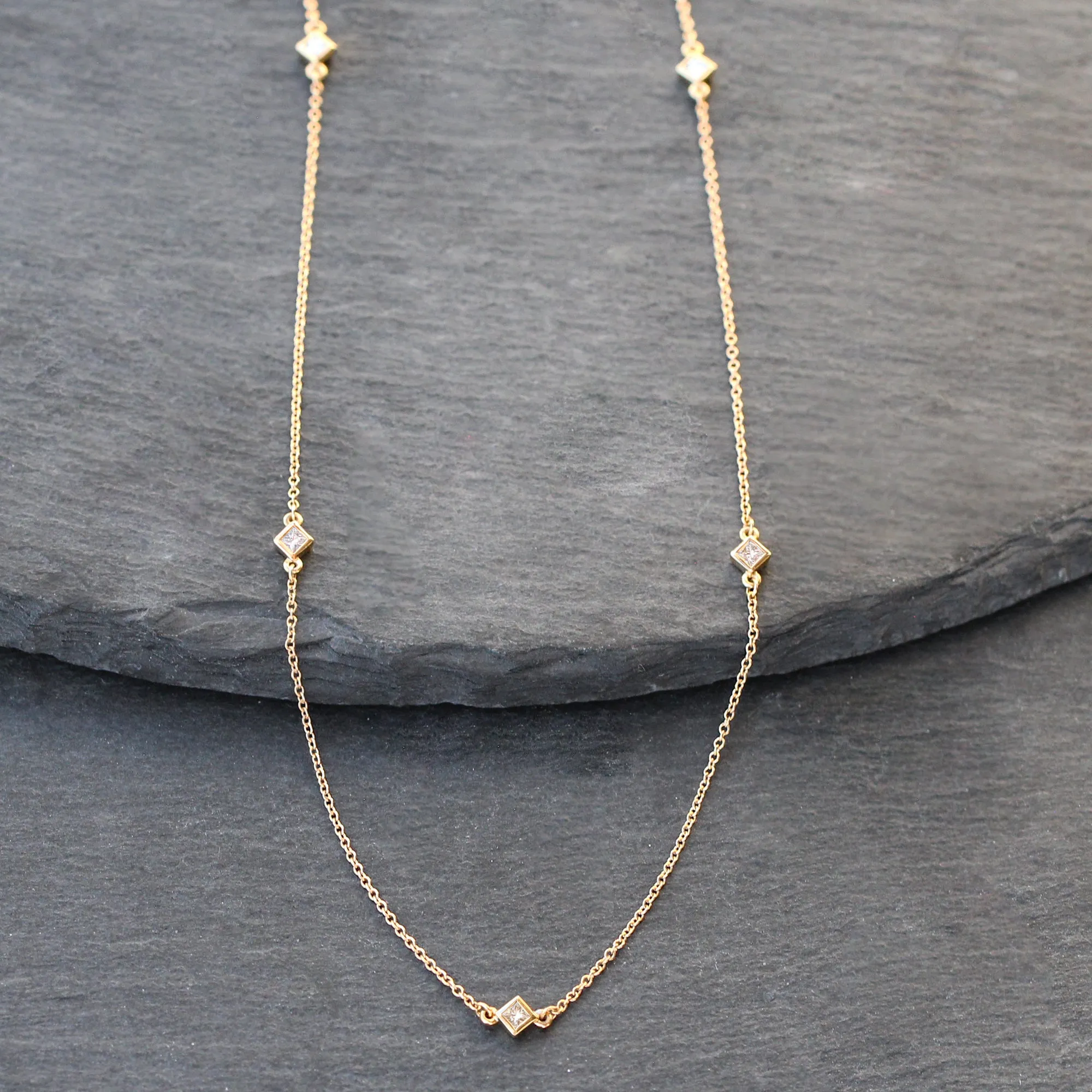 14k Gold   Diamond Station Necklace