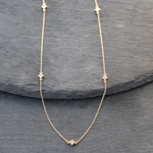 14k Gold   Diamond Station Necklace
