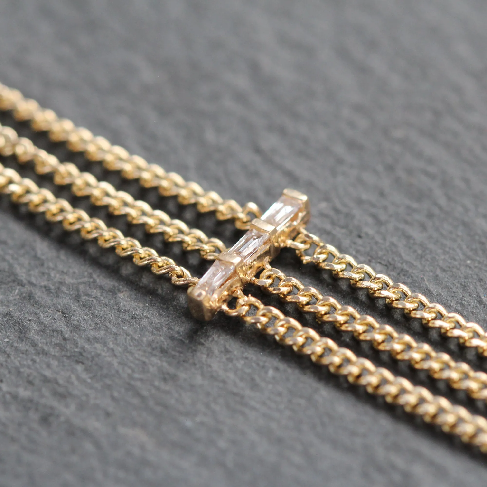 14k Gold   Diamond Triple Curb Link Bracelet