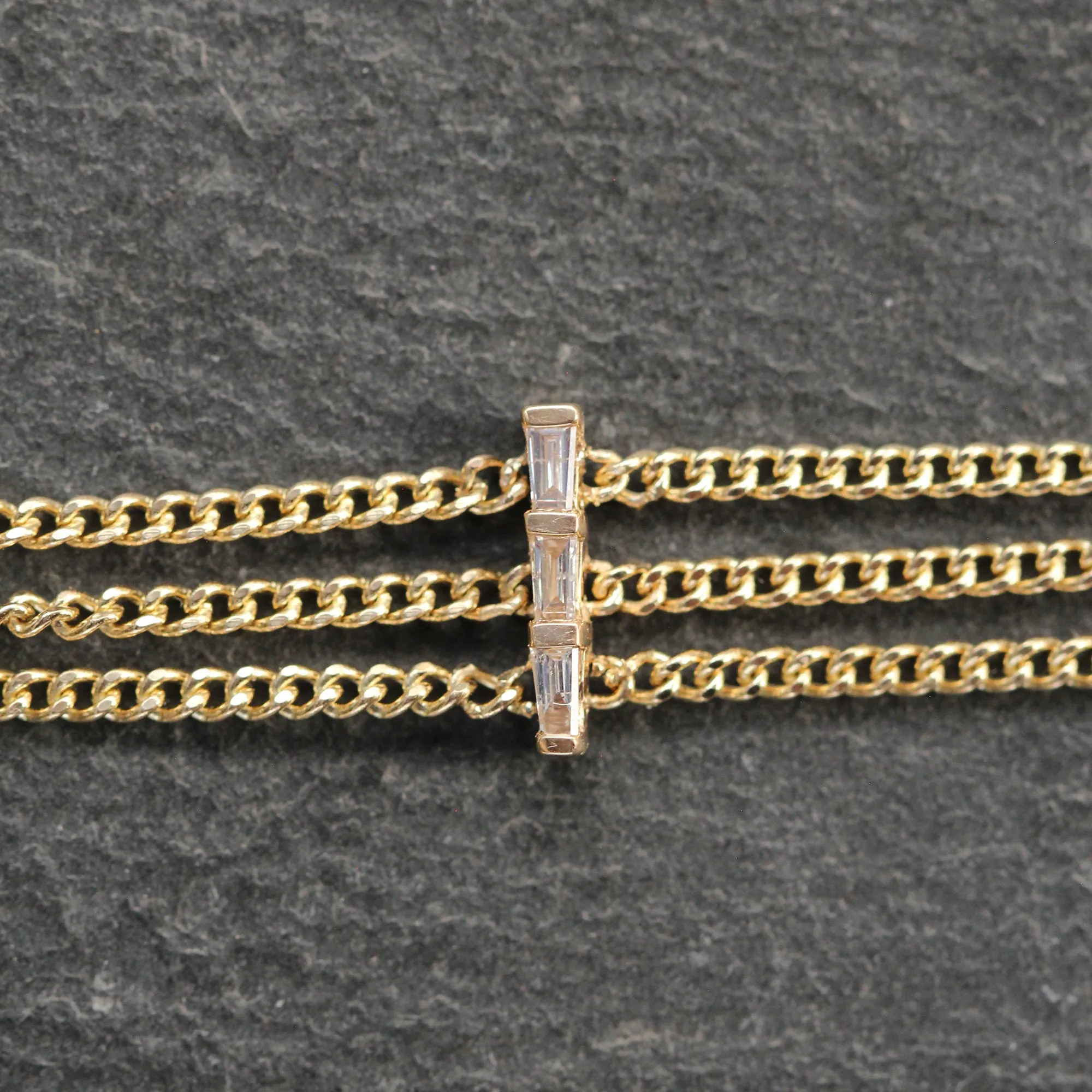 14k Gold   Diamond Triple Curb Link Bracelet