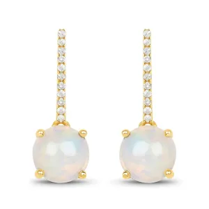 14K Gold Opal And Diamond Drop Earrings