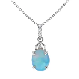 14K White Gold Opal Pendant