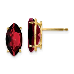 14k Yellow Gold Garnet Diamond Marquise Earring