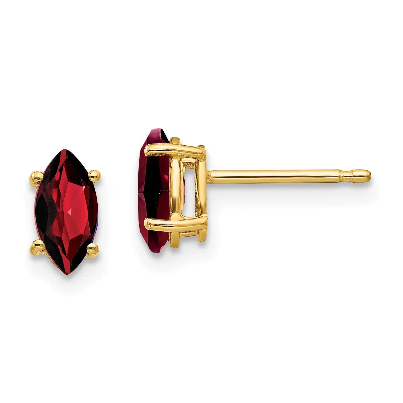 14k Yellow Gold Marquise Garnet Earring
