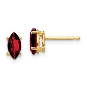 14k Yellow Gold Marquise Garnet Earring