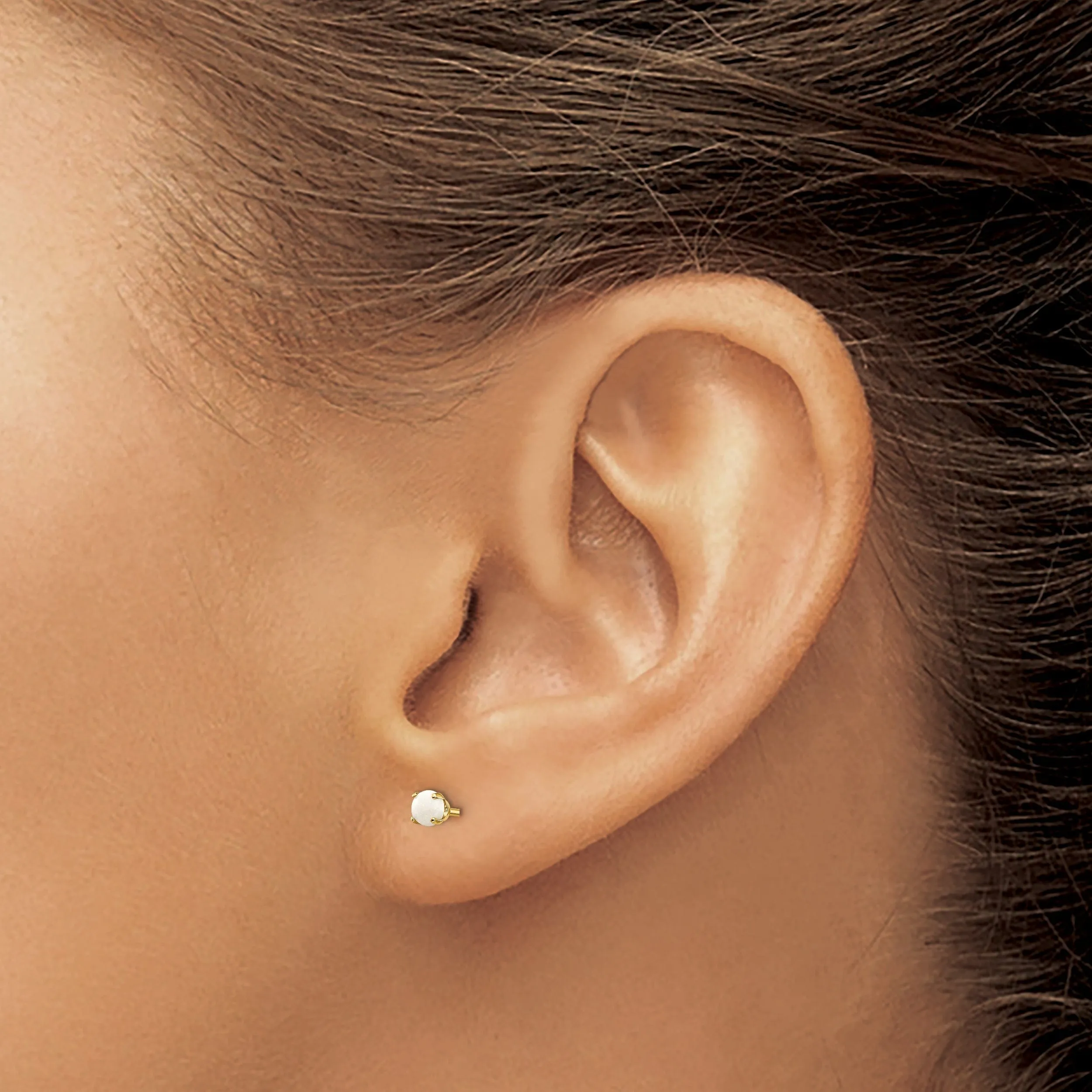 14k Yellow Gold Opal Birthstone Earrings