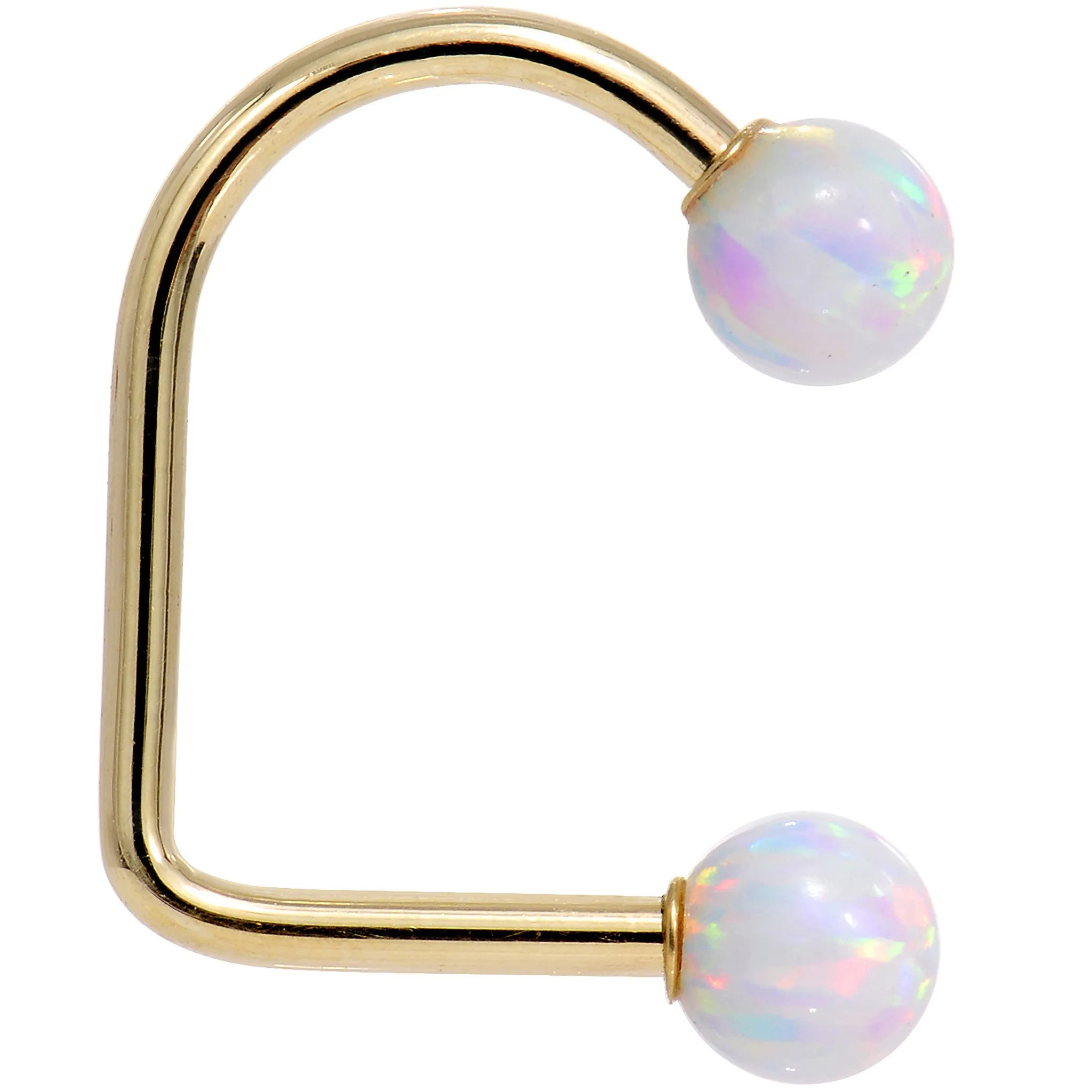14kt Yellow Gold Yellow 5mm Synthetic Opal Lippy Loop 14 Gauge 3/8