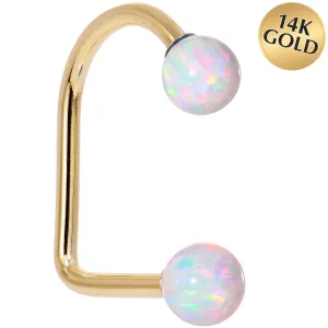 14kt Yellow Gold Yellow 5mm Synthetic Opal Lippy Loop 14 Gauge 3/8