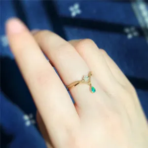 18K Gold Diamond Pear Cut Natural Opal Deer Head Ring
