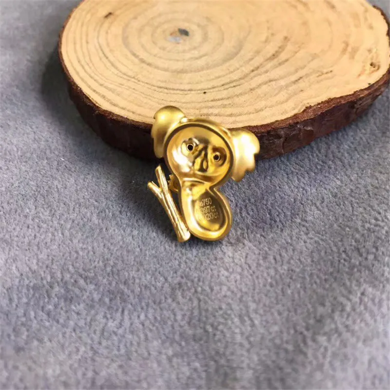 18K Gold Diamond Sapphire Oval Cut Natural Opal Koala Pendant Necklace