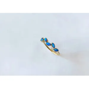 18K Gold Marquise Cut 0.15ct Natural Opal 5-Stone Ring