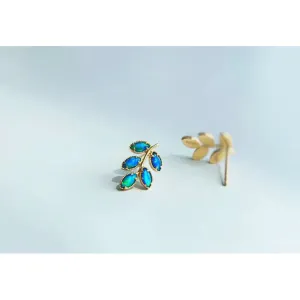 18K Gold Marquise Cut 0.2Carat Natural Opal Stud Earrings