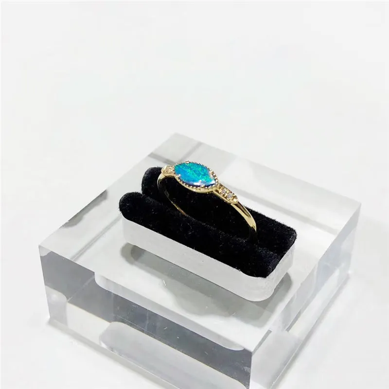 18K Gold Marquise Cut Natural Diamond Opal Ring