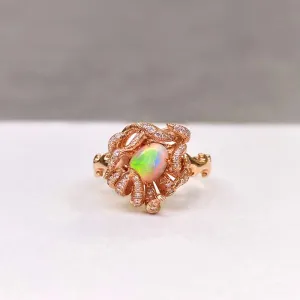 18K Gold Oval Cut 0.80ct Natural Opal Luxury Ring