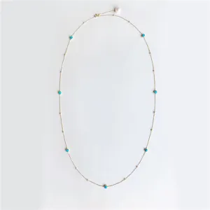 18K Gold Round Cut Natural Opal Akoya Pearl Total Length 70CM Necklace