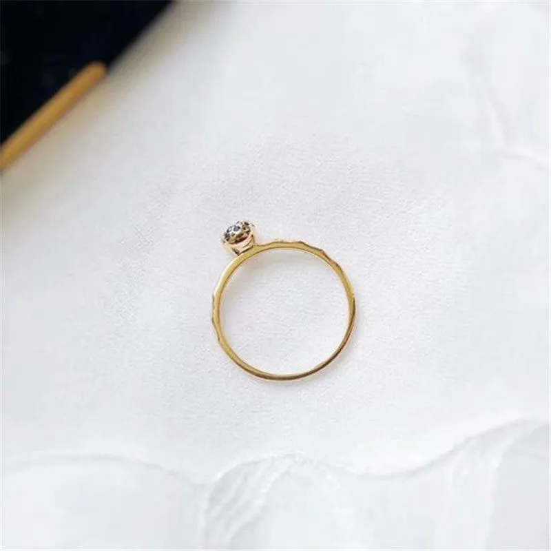 18K Gold Round Natural Opal Flower Bud Ring
