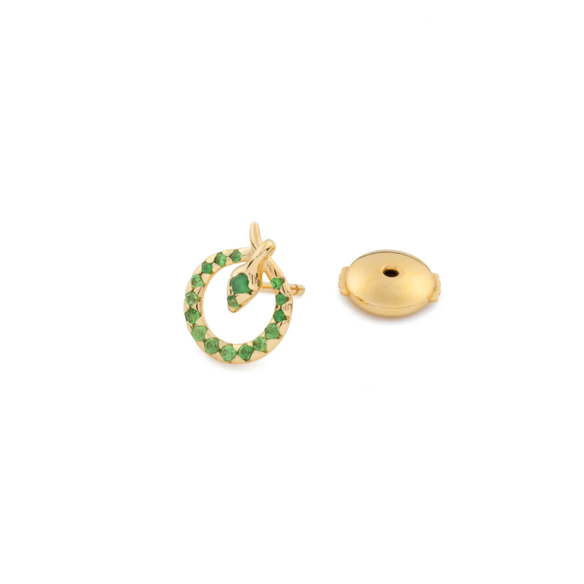 18K SNAKE KNOT Green Garnet Stud Earring