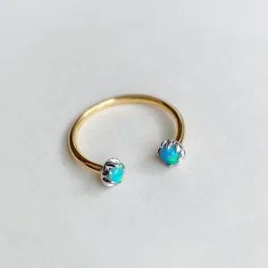 18K White & Gold 0.2Carat Natural Opal Open Ring