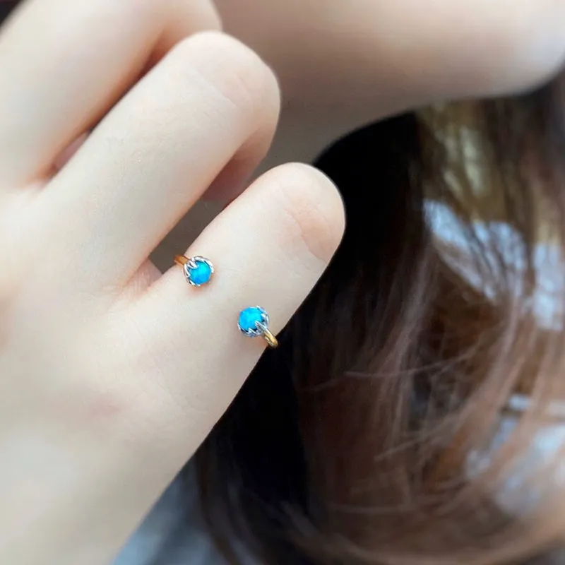 18K White & Gold 0.2Carat Natural Opal Open Ring
