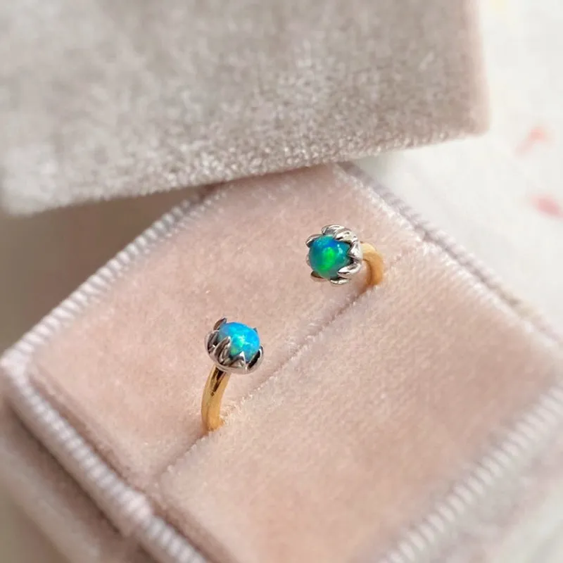 18K White & Gold 0.2Carat Natural Opal Open Ring