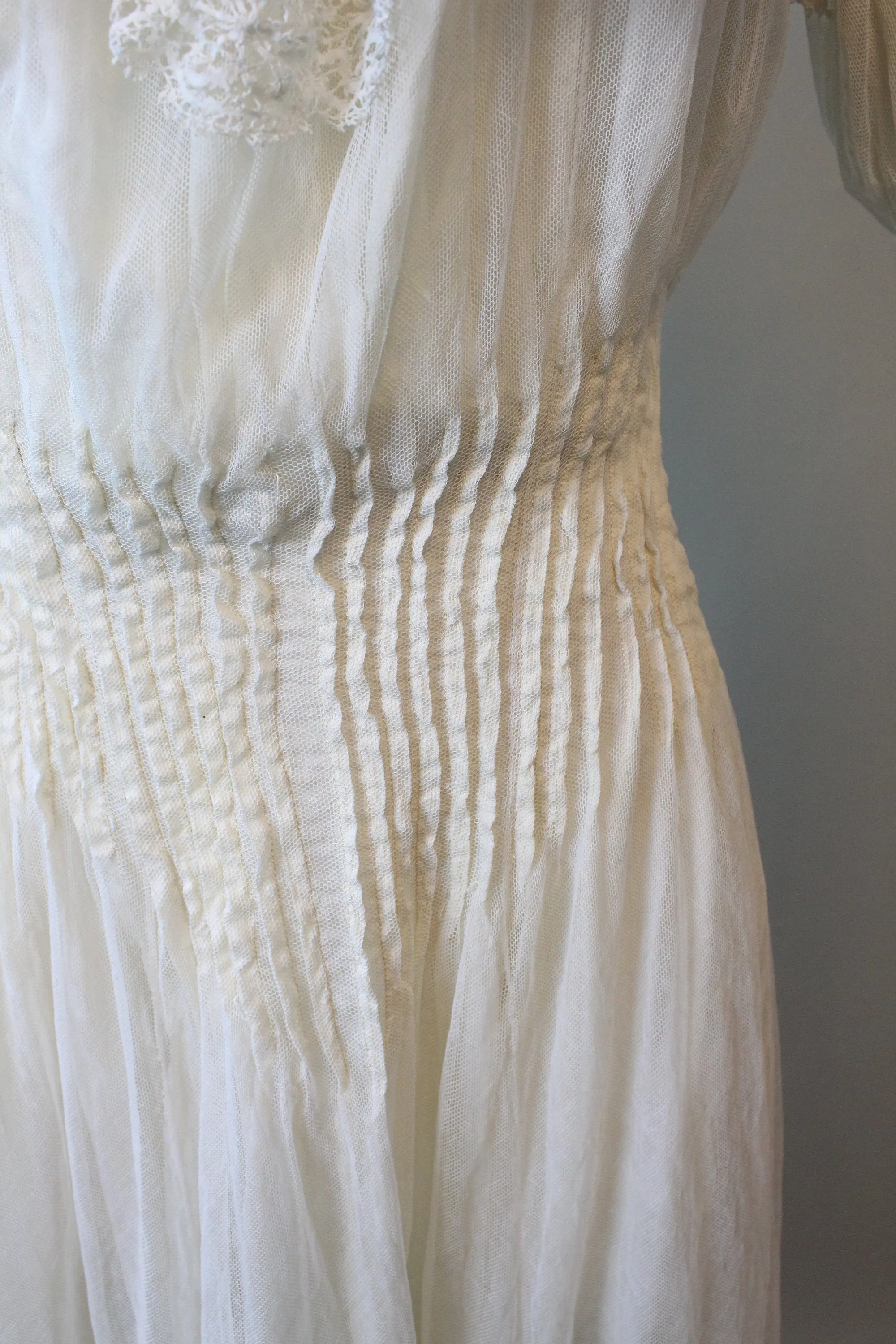 1905 ANTIQUE SILK MESH edwardian wedding dress xs | new spring