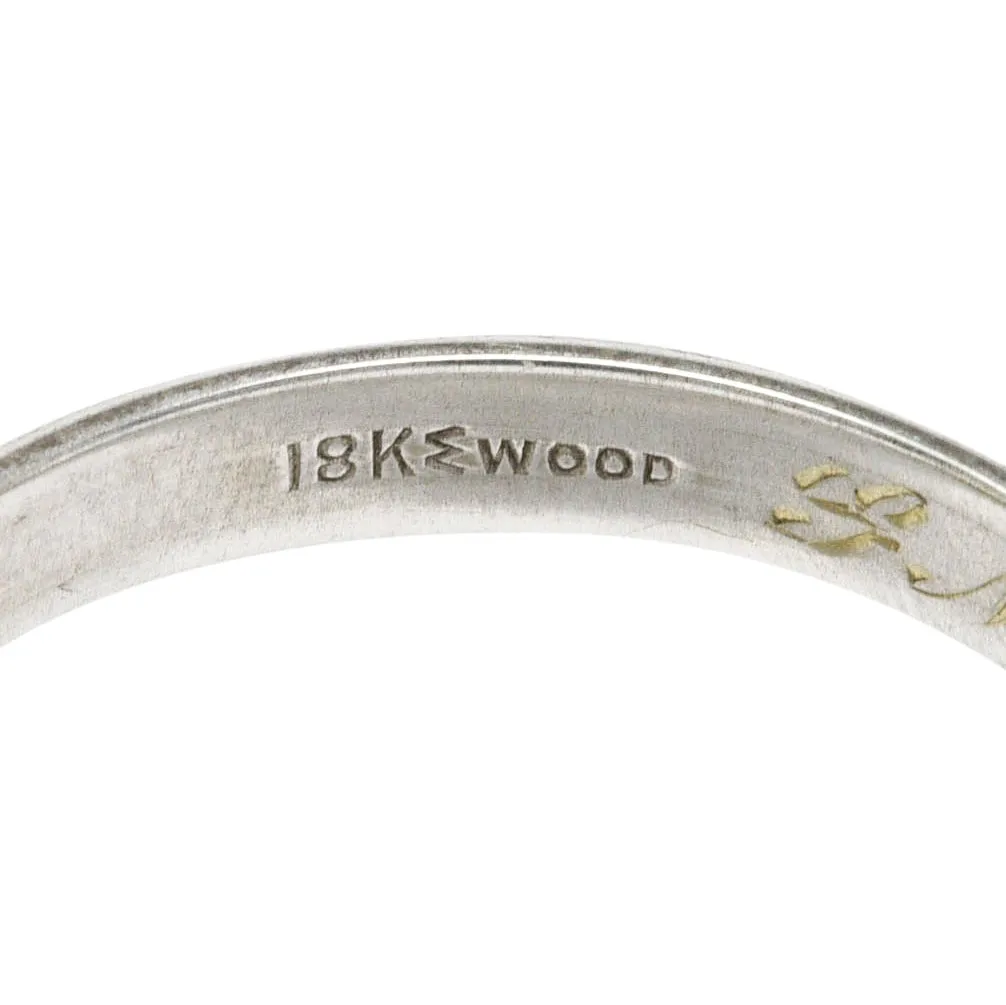1930's J.R. Wood & Sons Art Deco 18 Karat White Gold Floral Station Men's Band Ring