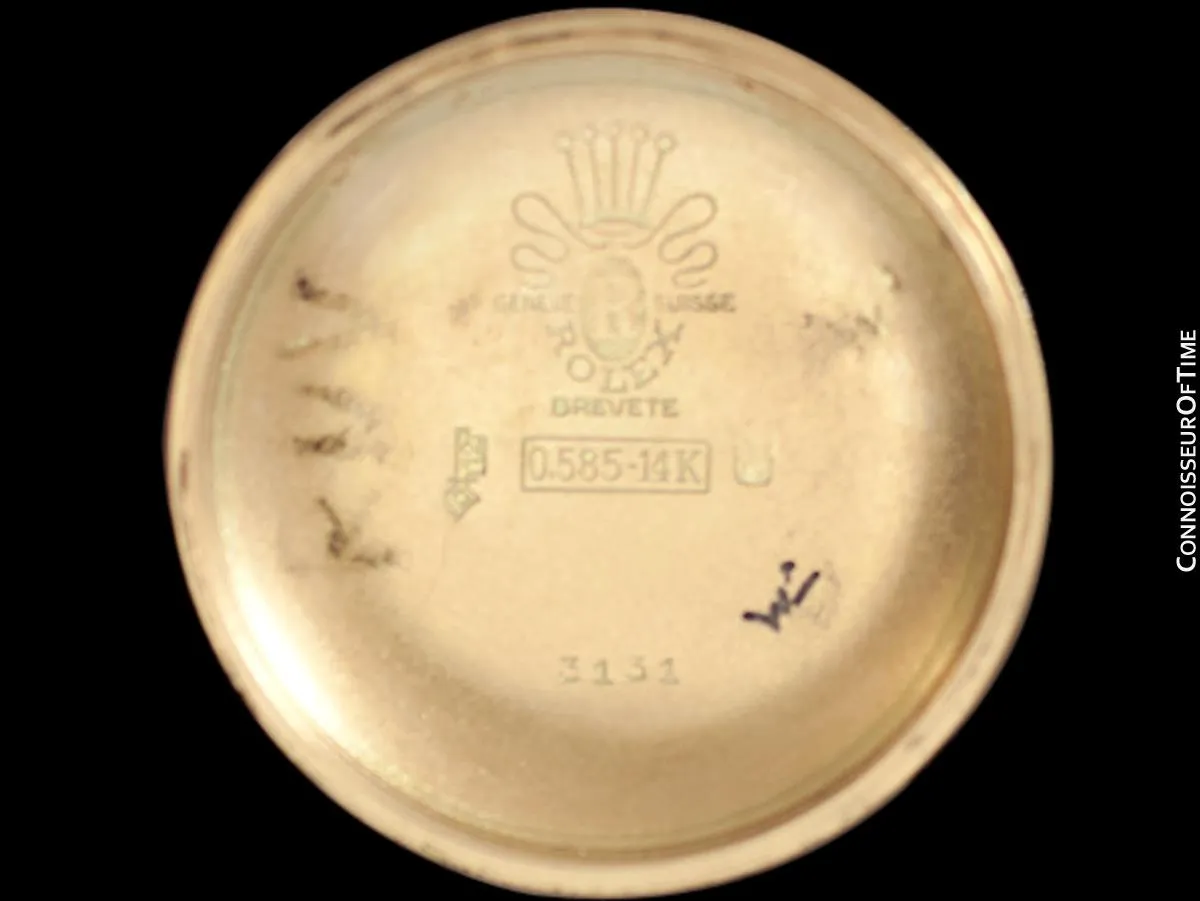 1946 Rolex Vintage Mens Oyster Perpetual Bubble Bubbleback Watch, Ref. 3131 - 14K Gold