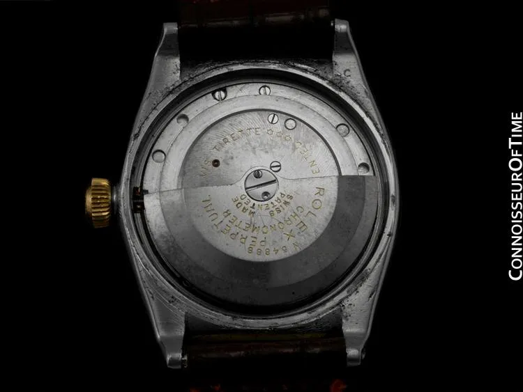 1948 Rolex Vintage Oyster Perpetual Bubbleback, 14K Gold & Stainless Steel - Rare Hooded Model