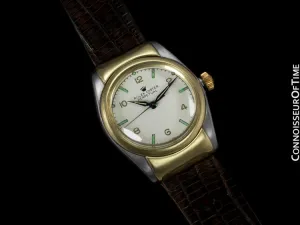 1948 Rolex Vintage Oyster Perpetual Bubbleback, 14K Gold & Stainless Steel - Rare Hooded Model