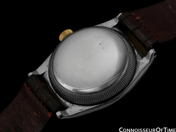 1948 Rolex Vintage Oyster Perpetual Bubbleback, 14K Gold & Stainless Steel - Rare Hooded Model