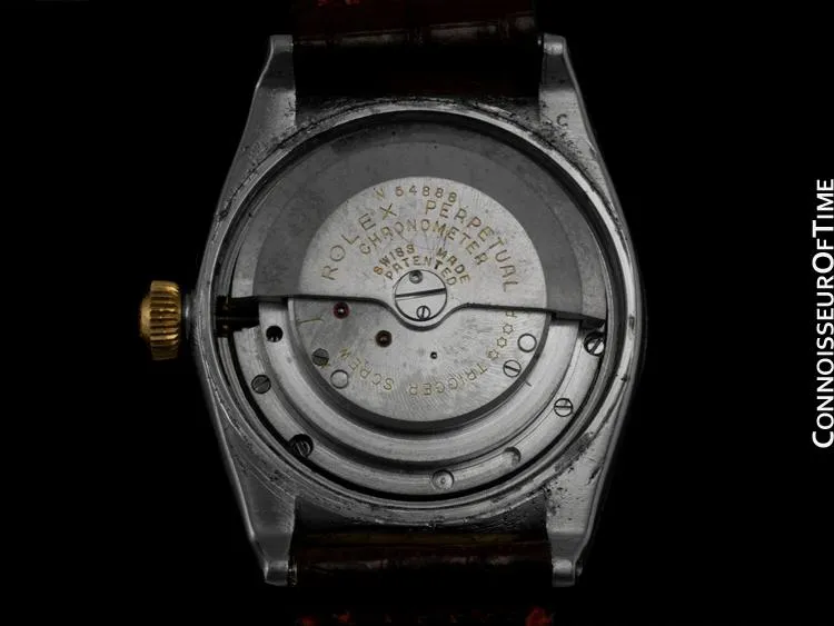 1948 Rolex Vintage Oyster Perpetual Bubbleback, 14K Gold & Stainless Steel - Rare Hooded Model