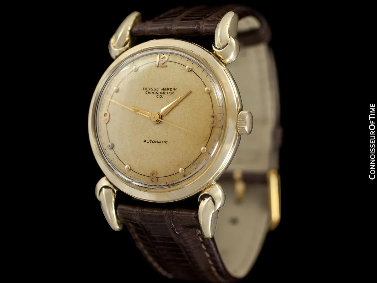 1954 Ulysse Nardin Mens Vintage Chronometer Watch with Special Case - 14K Gold