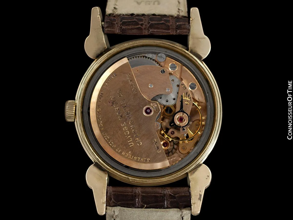 1954 Ulysse Nardin Mens Vintage Chronometer Watch with Special Case - 14K Gold
