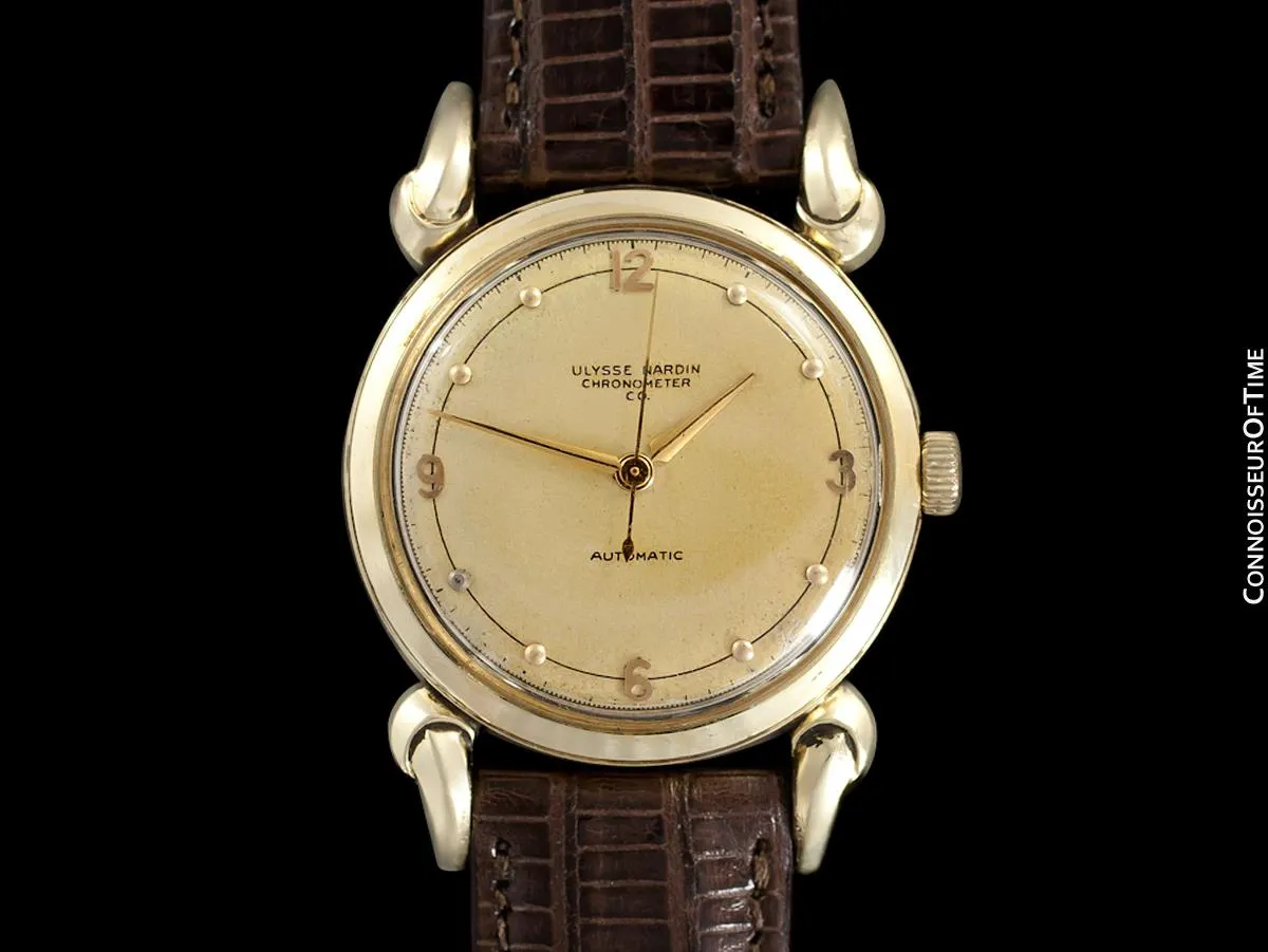 1954 Ulysse Nardin Mens Vintage Chronometer Watch with Special Case - 14K Gold