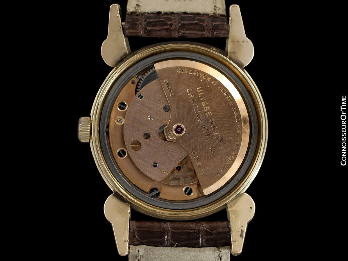 1954 Ulysse Nardin Mens Vintage Chronometer Watch with Special Case - 14K Gold