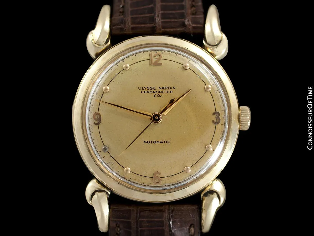 1954 Ulysse Nardin Mens Vintage Chronometer Watch with Special Case - 14K Gold