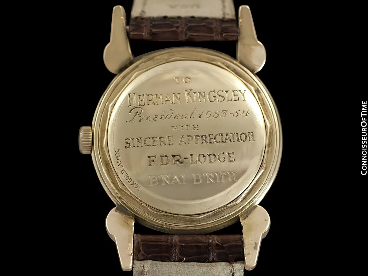 1954 Ulysse Nardin Mens Vintage Chronometer Watch with Special Case - 14K Gold