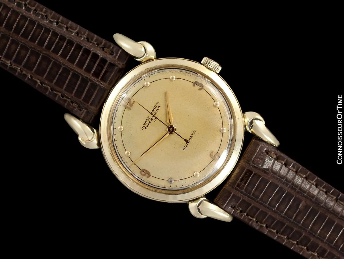 1954 Ulysse Nardin Mens Vintage Chronometer Watch with Special Case - 14K Gold