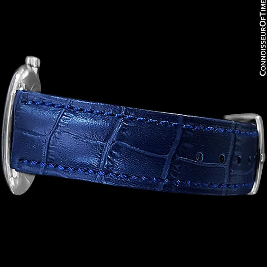 1970 Omega De Ville Vintage Mens Handwound Blue Vignette Dial Watch - Stainless Steel